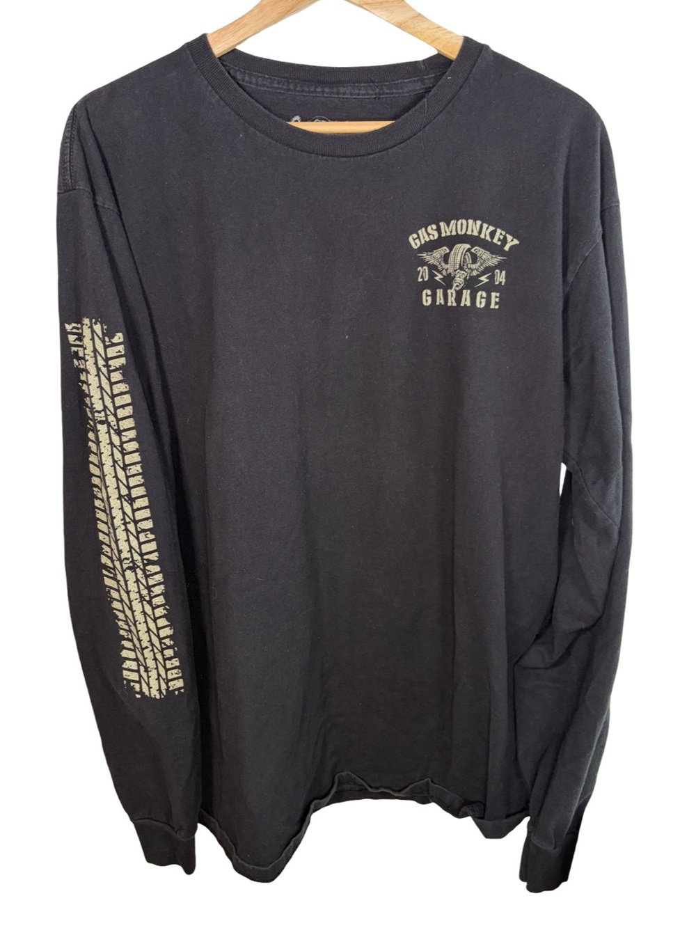 Gas Monkey Garage Men’s Long-Sleeve Black Logo Tee large